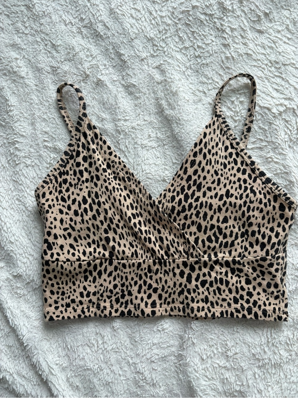 Brandy Melville Beige and Black Leopard Print Wrap Cami